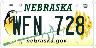 NE license plate WFN728