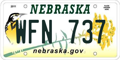 NE license plate WFN737