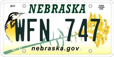 NE license plate WFN747