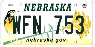 NE license plate WFN753