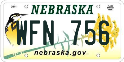 NE license plate WFN756