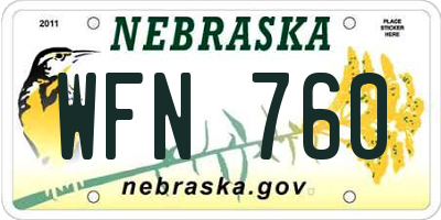 NE license plate WFN760