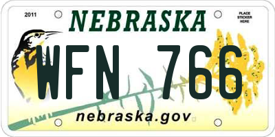 NE license plate WFN766