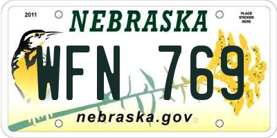 NE license plate WFN769
