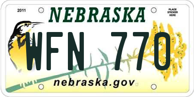 NE license plate WFN770