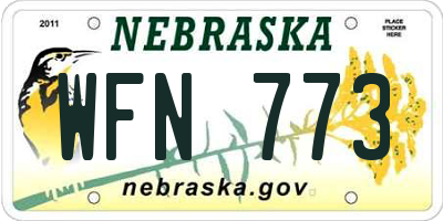 NE license plate WFN773