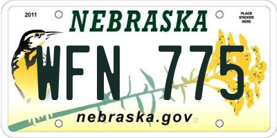 NE license plate WFN775