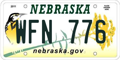 NE license plate WFN776