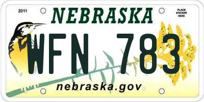 NE license plate WFN783