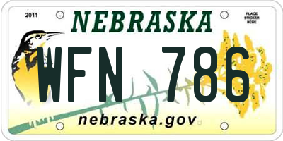 NE license plate WFN786