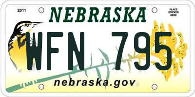 NE license plate WFN795
