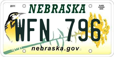 NE license plate WFN796