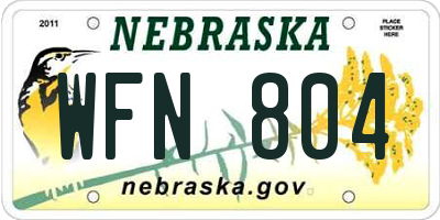 NE license plate WFN804