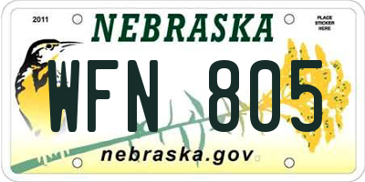 NE license plate WFN805