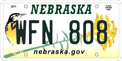 NE license plate WFN808
