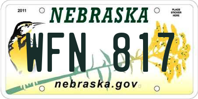 NE license plate WFN817