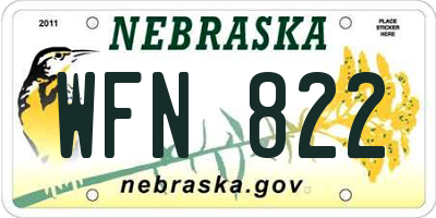 NE license plate WFN822