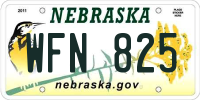 NE license plate WFN825