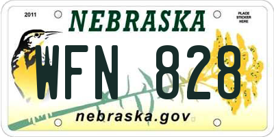 NE license plate WFN828