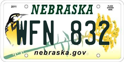 NE license plate WFN832
