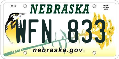 NE license plate WFN833