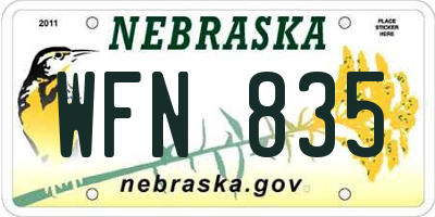 NE license plate WFN835