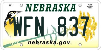 NE license plate WFN837