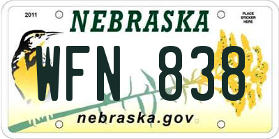 NE license plate WFN838