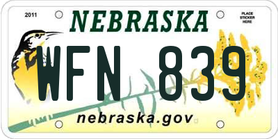 NE license plate WFN839