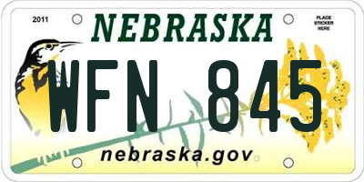 NE license plate WFN845