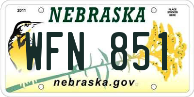 NE license plate WFN851
