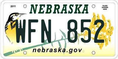 NE license plate WFN852