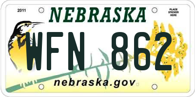 NE license plate WFN862