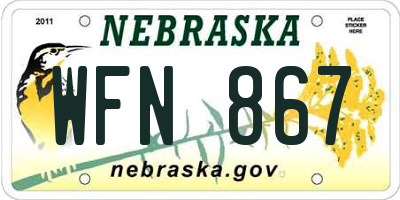 NE license plate WFN867