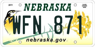 NE license plate WFN871