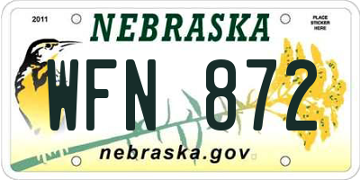 NE license plate WFN872