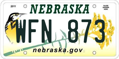 NE license plate WFN873
