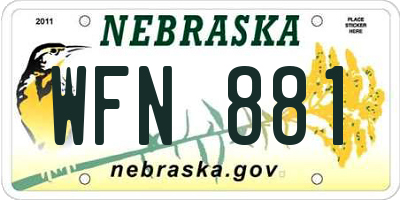 NE license plate WFN881