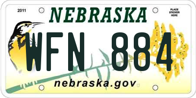 NE license plate WFN884