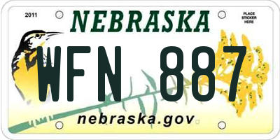 NE license plate WFN887