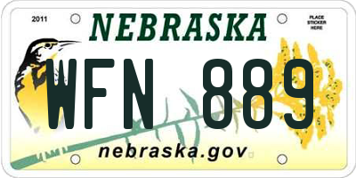 NE license plate WFN889