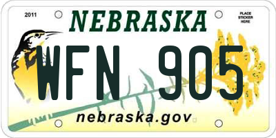NE license plate WFN905