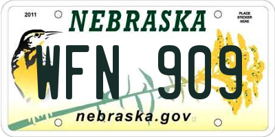 NE license plate WFN909