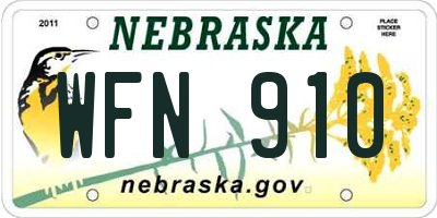 NE license plate WFN910