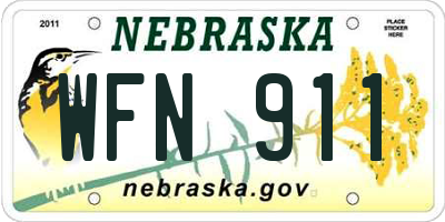 NE license plate WFN911