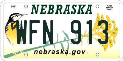 NE license plate WFN913