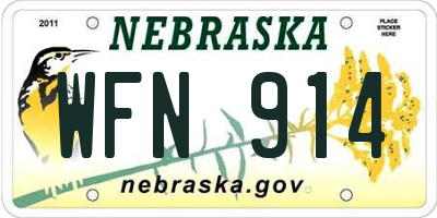 NE license plate WFN914