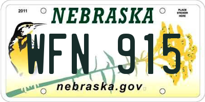 NE license plate WFN915
