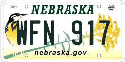 NE license plate WFN917