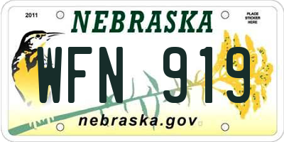 NE license plate WFN919